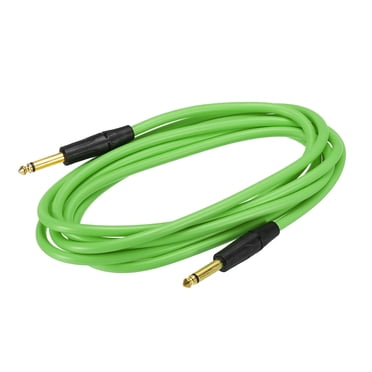 Unique Bargains Câble d'Instrument de Guitare 9,84 Pieds 1/4 Pieds à 1/4 Pieds TRS Angle Droit à Droit Câble de Basses Cordon Vert