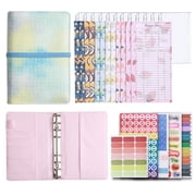 LSLJS A6 Gradient Binding Macaron Binder Ledger Notebook Leather Binder Cash Budget Book, Home Kitchen Gadgets Accessories
