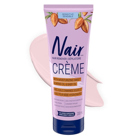 Nair Hair Removal Crème for Sensitive Skin with Sweet Almond Oil and Baby Oil, 200ml