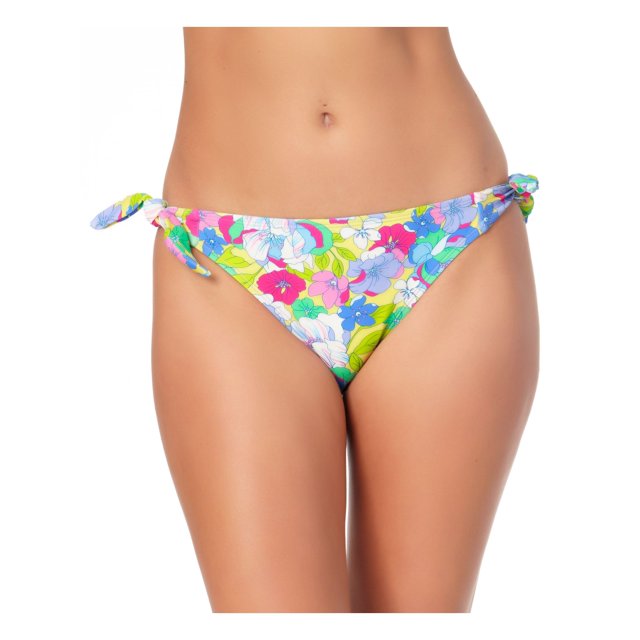 CALIFORNIA WAVES Femmes Multi Couleur Florale Stretch Doublé Couverture Modérée Cravate Hipster Maillot de Bain Fond XL