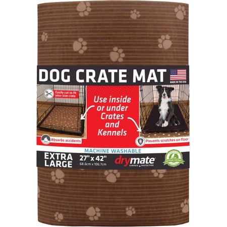 Drymate CKP2742MBNSTP Dog Crate Mat, Kennel Pad Liner (27" by 42") Brown