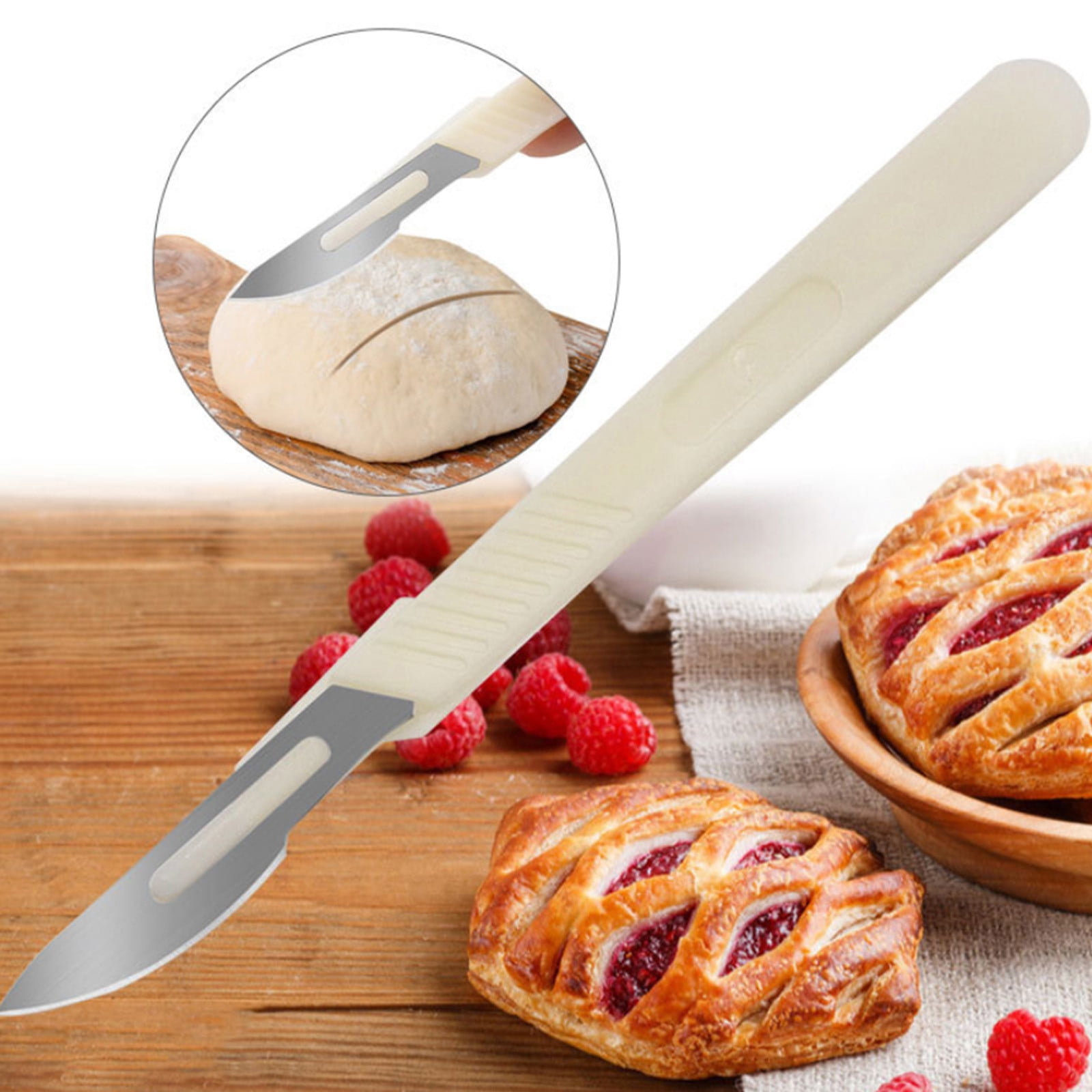 Suncoda Stainless Steel Bread Trimming Knife, Kitchen Practical Tools European Bread Cutter Bread Shape Pattern Knife Baguettes Cutter Stainless Steel Knife Bread Trimming Knife Baking Tools
