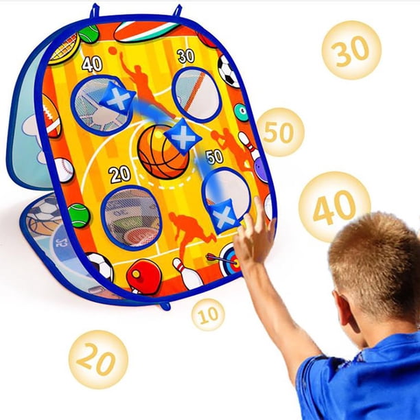 FAOKZE Jeu De Lancer 5 En 1 - Pouf, Fléchettes, Morpion, Anneaux - Pliable - Enfants - Jardin Intérieur Extérieur