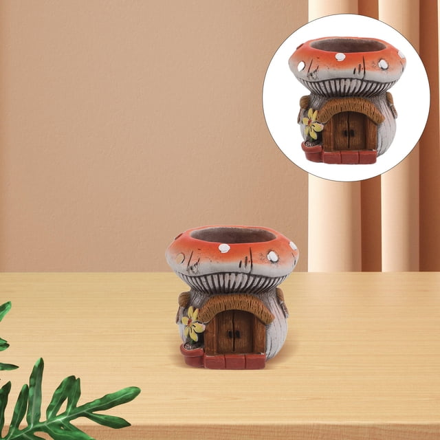 LOLIPPYY Mushroom Succulent Planter Concrete Flower Pot Decorative Patio 1Pcs
