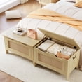 thumbnail image 4 of BeesClover Storage Chest, Storage Bench with Safety Hinge, Wooden Storage Trunk, Flip Top Blanket Storage Chest Trunks, Bench Storage for Entryway, Living Room, Bedroom, 4 of 9