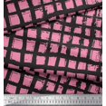 thumbnail image 2 of Soimoi Pink Rayon Crepe Fabric Check Check Print Fabric by Yard 46 Inch Wide, 2 of 4