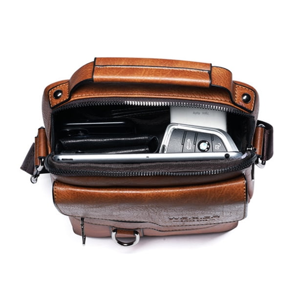 Wizzard men’s messenger bag WEIXIER Men's Crossbody Bag Leather Small Business Shoulder
