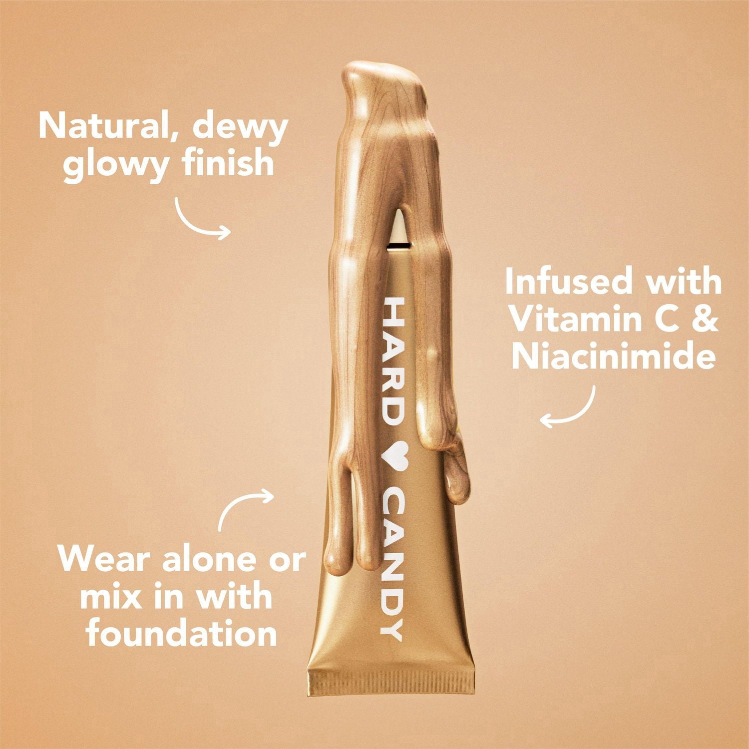 Hard Candy Just Glow Enlumineur pour le Visage – Couleur Transparente, Vitamine C & Niacinamide, Tous les Teints