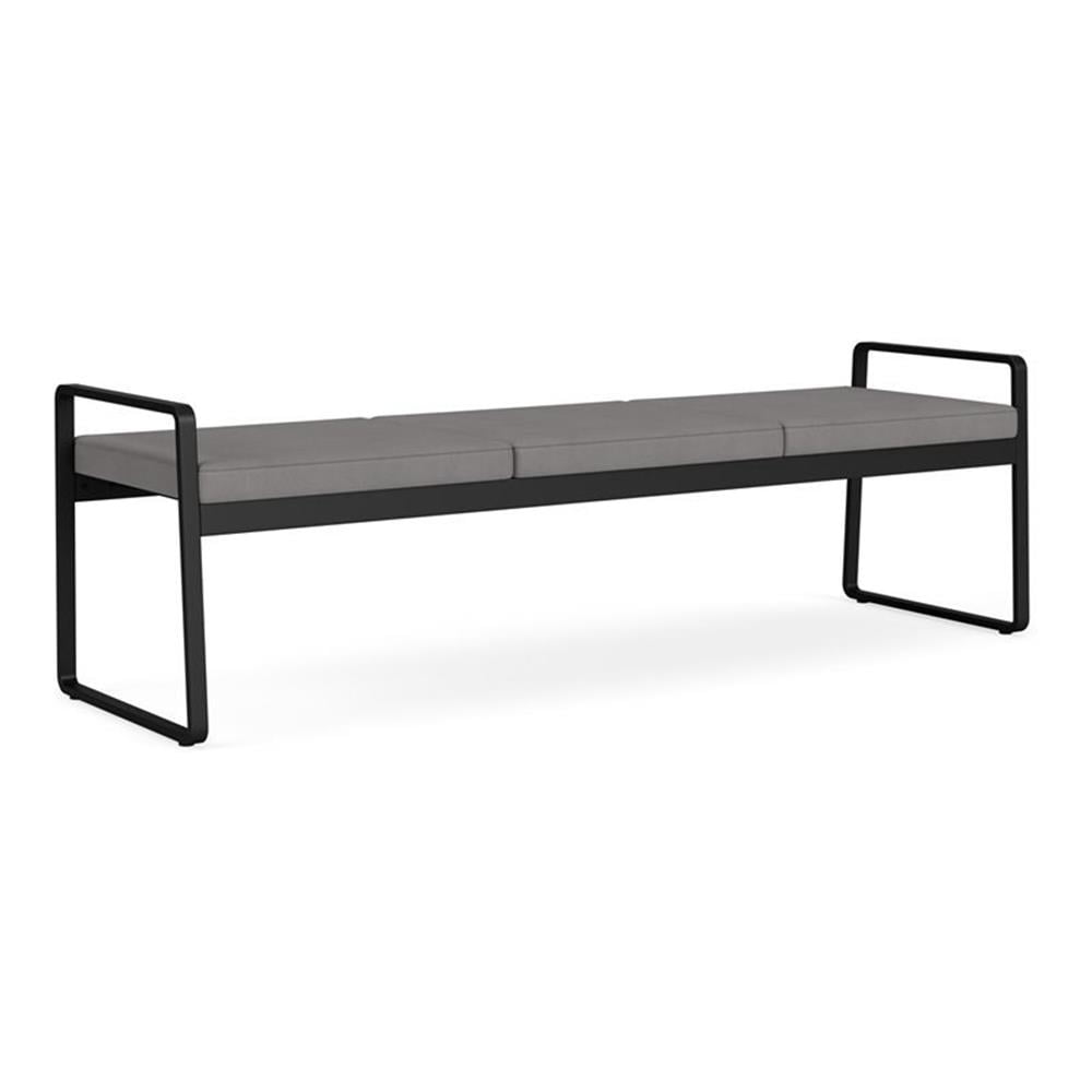 Gansett Reception Waiting Room 3-Seat Bench / Black Steel / Light Gray