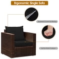 thumbnail image 4 of Costway 3PCS Patio Rattan Furniture Set Conversation Sofa Cushioned Black, 4 of 10