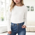 thumbnail image 2 of Curenmufel Longues Longues Chandail à Manches Filles Filles T-Shirts à Manches Enfants Col Rond Automne Hiver Hauts T-Shirts Basiques Taille 9-10 (Blanc, 9-10 Ans), 2 of 7