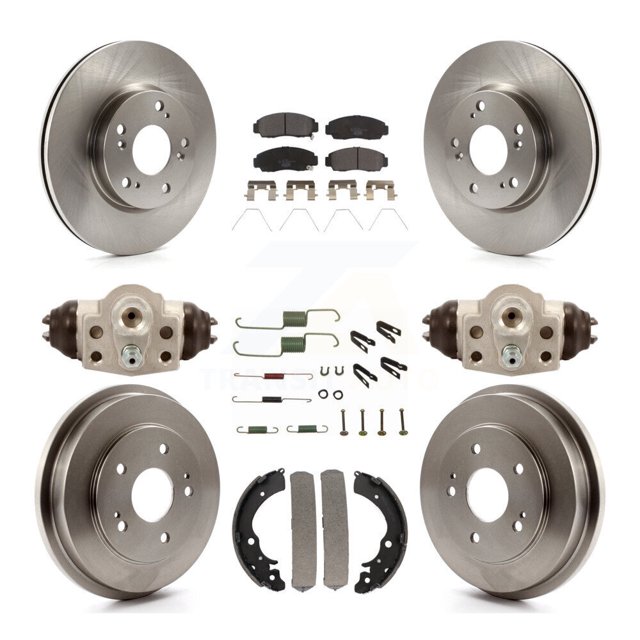 Transit Auto Front Rear Disc Brake Rotors Ceramic Pads and Drum Kit (9Pc) for Car 2013 Honda Civic Natural Gas K8T-102334