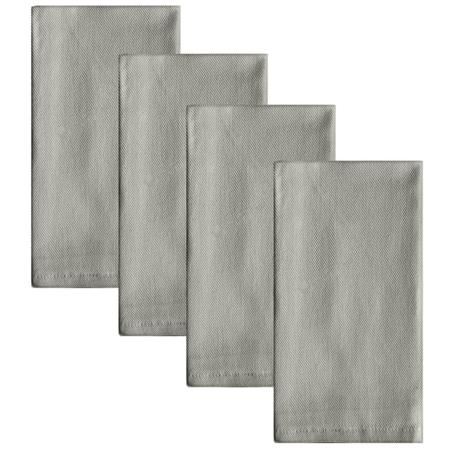 Ensemble Classique Décontracté de 4 Serviettes en Coton Vert, Disposées à Plat dans une Disposition en Quinconce, avec Tissu 100 % Coton à texture Tissée visible et Bords Cousus, Idéal pour le Linge de table et Lavable à la machine pour un Entretien Pratique, Convient Aussi comme Serviettes en Tissu Polyvalentes pour les Espaces de Repas Décontractés.