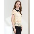 thumbnail image 4 of INSPIRE CHIC Blouse en Dentelle Transparente à Manches Courtes pour Femme à Col Peter Pan Contrastant S Beige, 4 of 6