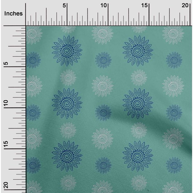 oneOone Viscose Chiffon Fabric Spiral & Floral Block Print Sewing Fabric BTY 42 Inch Wide