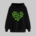 thumbnail image 2 of Plebaso Sweatshirts à Capuche pour Femmes pour la Saint-Patrick, Manches Longues, Imprimé Trèfle, 2 of 5