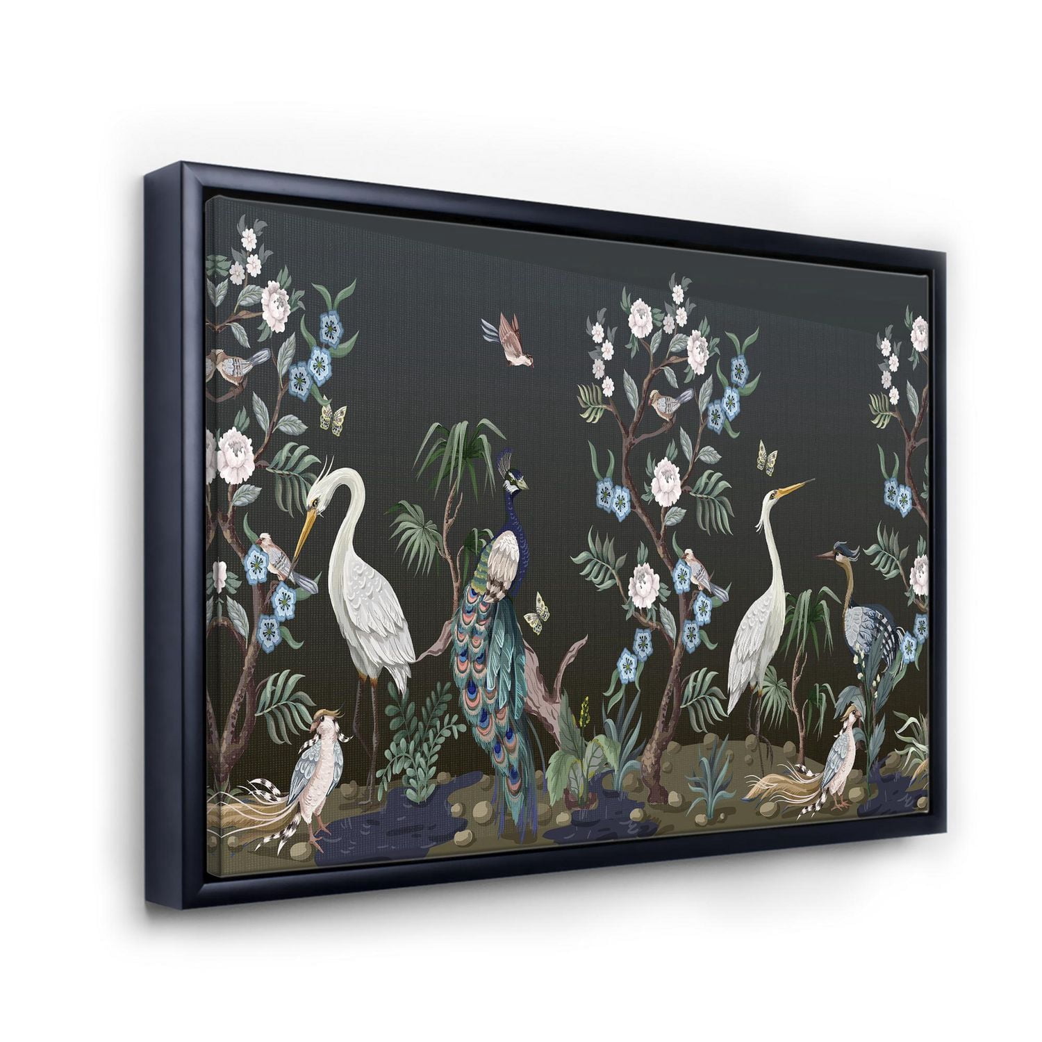 Designart Chinoiserie Aux Oiseaux Et Pivoines IV ART MURAL À CADRE FLOTTÉ