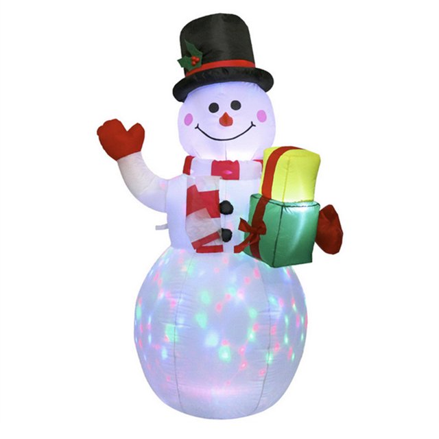 Amdohai Christmas Inflatable Air Model Inflatable Christmas Snowman Colorful Rotating Lamp Christmas Yard Decoration