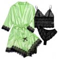 thumbnail image 1 of LSLJS 4PC Women Sexy Garter Lingerie Set Robes Lace Bodysuit Deep-V Neck Underwear, 1 of 2