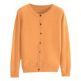 thumbnail image 1 of Hontri Cardigans pour Femmes Légers Offres à Moins de 15 $, Cardigan Basique pour Femmes à Col Rond, Manches Longues, Boutonné, Manteau Court en Molleton à Col Rond pour Femmes Orange G, 1 of 6