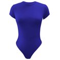 thumbnail image 4 of LUXUR Combinaison Femme Manches Courtes T-Shirt Body Col Rond Hauts Justaucorps Décontractés Couleur Unie Bleu L, 4 of 4