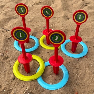 Jeu de Lancer d'Anneaux Extérieur pour Enfants, Ensemble d'Activités pour la Plage et la Cour Arrière, Jouets d'Interaction Parent-Enfant, Développement des Habiletés Motrices, Jeu de Lancer Portable pour le Camping