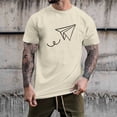 thumbnail image 2 of BOBOGOJP Shirts T - pour Hommes à Motif, Coupe Ajustée, Manches Courtes, Uni, Col Bateau (Beige,P), 2 of 5
