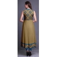 thumbnail image 4 of Bimba Robe Anarkali Géométrique Brun Pâle Col Mandarin Sans Manches Kurtis pour Femmes Imprimé Robe Maxi X-Small, 4 of 6