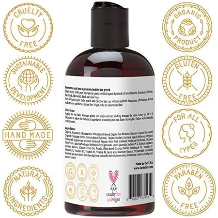 Laritelle Organic Travel Size Shampoo 2 oz | Hair Loss Prevention, Clarifying Strengthening | Rosemary Saw Palmetto | NO GMO, Sulfates, Alcohol, Parabens, Phthalates | Unscented. Hypoallergenic GF