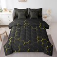 thumbnail image 1 of YST Yellow Honeycomb Print 7 Piece Bed in a Bag, Twin Geometric Bed Set, Modern Abstract Bedding Comforter Sheet Set, 1 of 5
