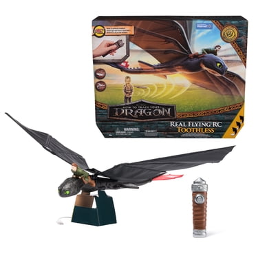 Dreamworks Dragons, How to Train Your Dragon, véritable Toothless volant radiocommandé avec ailes qui battent et queue réglable, jouets Dragon pour enfants à partir de 4 ans