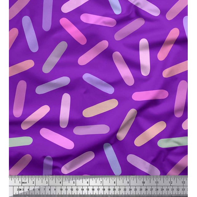 Soimoi Purple Poly Georgette Fabric Brush Stroke Abstract Fabric Prints By Yard 52 Inch Wide