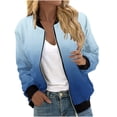 thumbnail image 1 of Swstbby Liquidation d'Économies d'Automne! Vestes d'Automne pour Femmes, Chandail à Manches Longues Ample pour Femmes avec Fermeture Éclair, Veste Décontractée en Grosse Maille Style Baseball Bleu G, 1 of 5