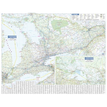 Lucidmap : Carte Murale de l'Ontario - Portion Sud avec Encadré du Nord de l'Ontario - Affiche 39,5 x 30,5 Po - Plastification à l'Avant