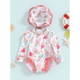 thumbnail image 2 of SUNSIOM Toddler Baby Girl Rash Guard Swimsuit Long Sleeve Bathing Suit Beach Bathing Suits with Sun Hat, 2 of 9