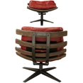 thumbnail image 4 of ACME Fauteuil Swayback Capitonné avec Ottoman en Cuir Grain Supérieur Rouge Antique, 4 of 9