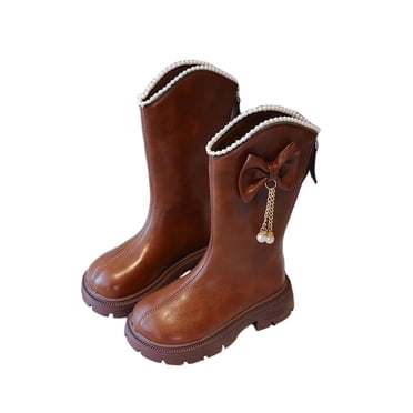 Fall/Winter Savings! SROBPTY Girl's Winter Mid Calf Boots, Fall Girls' Boots Children's British Style Short Boots Fashionable for Middle and Older Children