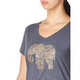 thumbnail image 1 of Hanes 00617914394080 Womens Pattern Elephant Short Sleeve V-Neck Tee, Navy Heather - Large, 1 of 3