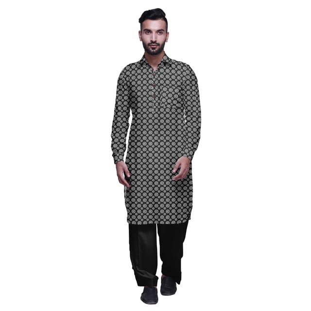 Atasi Kurta Pathani Classique à Col pour Garçons Chemise en Rayonne à Poche avant