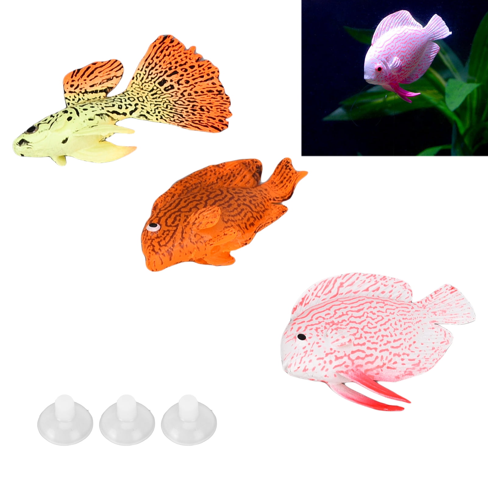 Cergrey Silicone Fish Tank Decor,Fake Fish For Fish Tank,3Pcs Simulation Tropical Fish Landscaping Decorations Fake Guppy Angelfish For Fish Tank Aquarium