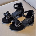 thumbnail image 2 of Girls Rhinestones Bow Dress Shoes Little Kids Wedding Party Glitter Open Toe High Heel Princess Pumps Sandals, 2 of 6