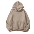 thumbnail image 5 of Women Solid Basic Fleece Letter Loose Hoodie Sweatshirt Long Sleeve Pocket Drop Shoulder Pullovers Top, 5 of 5