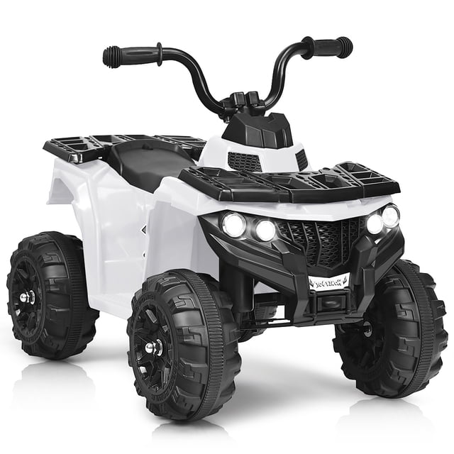 Gymax Kids Ride On Car 6V Battery Powered ATV w/4 Anti-skid Wheels Music Player White