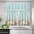 thumbnail image 3 of Easter Day Cute Bunny Window Treatment Tiers for Kitchen Living Room Decor Flower Rabbit Window Curtain Set of 3,Rod Pocket Kitchen Curtain Valance and Tiers Set,Size M, 3 of 4