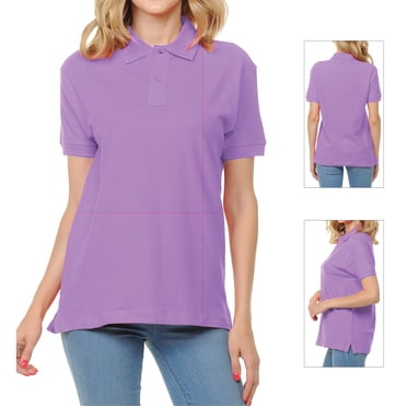 Basico Polos Lavande à Col pour Femmes 100 % Coton Manches Courtes Polos de Golf pour Femmes et Adolescentes