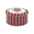 thumbnail image 1 of Holiday Time Christmas Swag Red Ribbon Bow Metal Round Gift Tin with Lid, Red White Stripes, Medium, 1 of 5