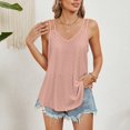 thumbnail image 1 of Débardeur pour Femmes Mode Estivale Décontractée Uni à Col en V Sans Manches Blouses Amples Décontractées Hauts, 1 of 1