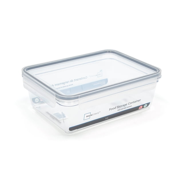 Mainstays Contenant Rectangulaire de 3,3 L en Tritan pour Aliments avec base en Tritan Eastman Claire et Incassable et Couvercle transparent Fixé par Quatre Languettes de Verrouillage, Résistant aux Taches et Sans Odeur, Idéal pour le Rangement des Aliments de Cuisine et l'Organisation de la Préparation des Repas, Convient Aussi à l'Entreposage de Fournitures d'Artisanat.