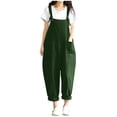 thumbnail image 1 of fartey Women Plus Size Cotton Linen Romper Casual Sleeveless Square Neck Relaxed Overalls Pockets Adjustable Strap Solid Color Rompers, 1 of 6