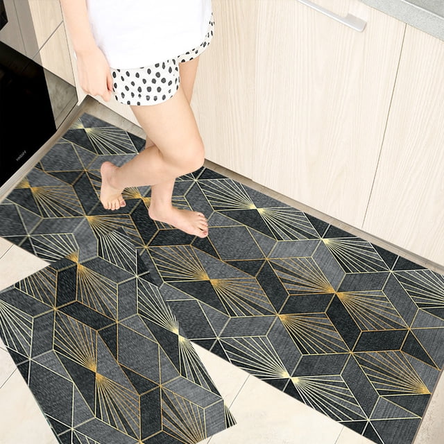 TopLLC Kitchen Mat 2pcs Kitchen Rugs Cushioned Kitchen Mats For Floor Non Slip Standing Desk MatWaterproofing Kitchen Rug Set Washable For Kitche Floor Office Polyester kitchen mats